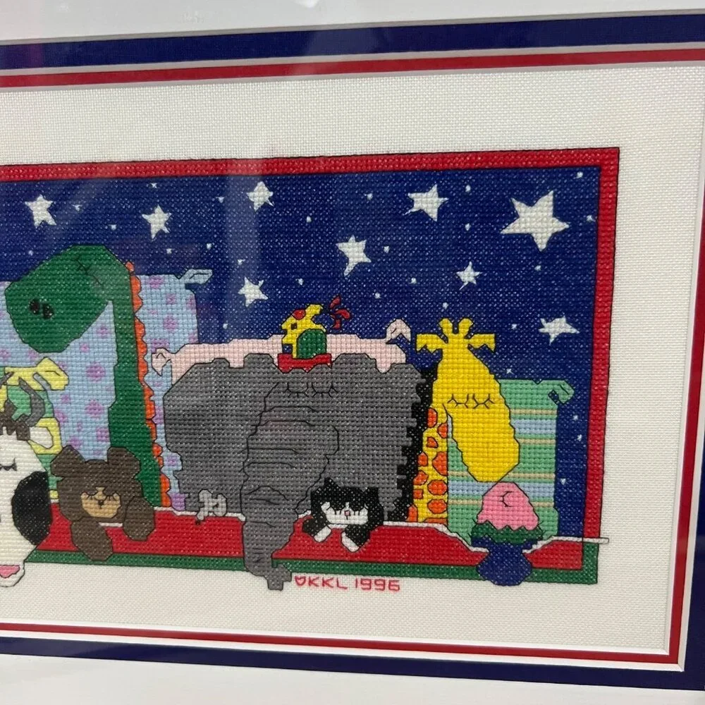 Handmade Sandra Boynton Animal Cross Stitch Professionally‎ Framed